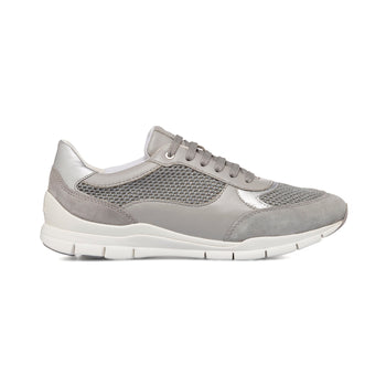 Sneakers grigie in pelle e mesh da donna Geox Sukie, Donna, SKU w014001134, Immagine 0